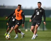 8 October 2019; Enda Stevens and Callum Robinson, left, during a Republic of Ireland training session at the FAI National Training Centre in Abbotstown, Dublin. Photo by Stephen McCarthy/Sportsfile