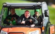 8 October 2019; Republic of Ireland kit & equipment manager Dick Redmond, centre, with goalkeeping coach Alan Kelly, left, and Fergal Dignam, FAI facilities manager, right, following a Republic of Ireland training session at the FAI National Training Centre in Abbotstown, Dublin. Photo by Stephen McCarthy/Sportsfile