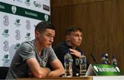 8 October 2019; Conor Coventry, left, and Conor Masterson during a Republic of Ireland U21's Press Conference at FAI National Training Centre in Abbotstown, Dublin. Photo by Harry Murphy/Sportsfile