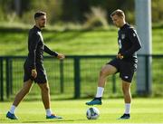 8 October 2019; Jamie Lennon, right, and Zack Elbouzedi during a Republic of Ireland U21's  Training Session at FAI National Training Centre in Abbotstown, Dublin. Photo by Harry Murphy/Sportsfile