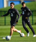 8 October 2019; Danny McNamara, left, and Troy Parrott during a Republic of Ireland U21's  Training Session at FAI National Training Centre in Abbotstown, Dublin. Photo by Harry Murphy/Sportsfile