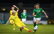 8 October 2019; Katie McCabe of Republic of Ireland is tackled by Natiya Pantsulaya of Ukraine during the UEFA Women's 2021 European Championships qualifier match between Republic of Ireland and Ukraine at Tallaght Stadium in Dublin. Photo by Eóin Noonan/Sportsfile