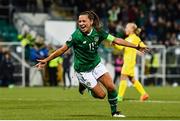 8 October 2019; Katie McCabe of Republic of Ireland celebrates after scoring her side's first goal during the UEFA Women's 2021 European Championships qualifier match between Republic of Ireland and Ukraine at Tallaght Stadium in Dublin. Photo by Eóin Noonan/Sportsfile