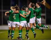 8 October 2019; Republic of Ireland players celebrate after Rianna Jarrett scored their second goal during the UEFA Women's 2021 European Championships qualifier match between Republic of Ireland and Ukraine at Tallaght Stadium in Dublin. Photo by Stephen McCarthy/Sportsfile