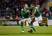 8 October 2019; Rianna Jarrett of Republic of Ireland celebrates after scoring her side's second goal with team-mate Megan Campbell, left, during the UEFA Women's 2021 European Championships qualifier match between Republic of Ireland and Ukraine at Tallaght Stadium in Dublin. Photo by Stephen McCarthy/Sportsfile