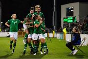 8 October 2019; Katie McCabe celebrates with Republic of Ireland team-mates after scoring their first goal during the UEFA Women's 2021 European Championships qualifier match between Republic of Ireland and Ukraine at Tallaght Stadium in Dublin. Photo by Stephen McCarthy/Sportsfile