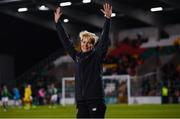 8 October 2019; Republic of Ireland manager Vera Pauw celebrates at the final whistle of the UEFA Women's 2021 European Championships qualifier match between Republic of Ireland and Ukraine at Tallaght Stadium in Dublin. Photo by Stephen McCarthy/Sportsfile