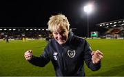 8 October 2019; Republic of Ireland manager Vera Pauw celebrates following the UEFA Women's 2021 European Championships qualifier match between Republic of Ireland and Ukraine at Tallaght Stadium in Dublin. Photo by Stephen McCarthy/Sportsfile