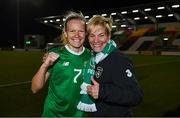 8 October 2019; Republic of Ireland manager Vera Pauw with Diane Caldwell following the UEFA Women's 2021 European Championships qualifier match between Republic of Ireland and Ukraine at Tallaght Stadium in Dublin. Photo by Stephen McCarthy/Sportsfile