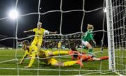 8 October 2019; Natiya Pantsulaya of Ukraine deflects the ball into the net for Republic of Ireland's thrid goal during the UEFA Women's 2021 European Championships qualifier match between Republic of Ireland and Ukraine at Tallaght Stadium in Dublin. Photo by Stephen McCarthy/Sportsfile