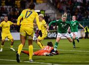 8 October 2019; Natiya Pantsulaya of Ukraine deflects the ball into the net for Republic of Ireland's thrid goal during the UEFA Women's 2021 European Championships qualifier match between Republic of Ireland and Ukraine at Tallaght Stadium in Dublin. Photo by Stephen McCarthy/Sportsfile