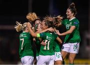 8 October 2019; Republic of Ireland players celebrate after Rianna Jarrett scored their second goal during the UEFA Women's 2021 European Championships qualifier match between Republic of Ireland and Ukraine at Tallaght Stadium in Dublin. Photo by Stephen McCarthy/Sportsfile