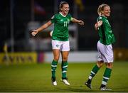 8 October 2019; Katie McCabe, left, and Diane Caldwell of Republic of Ireland celebrate their second goal during the UEFA Women's 2021 European Championships qualifier match between Republic of Ireland and Ukraine at Tallaght Stadium in Dublin. Photo by Stephen McCarthy/Sportsfile