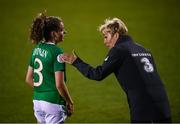 8 October 2019; Republic of Ireland manager Vera Pauw and Leanne Kiernan during the UEFA Women's 2021 European Championships qualifier match between Republic of Ireland and Ukraine at Tallaght Stadium in Dublin. Photo by Stephen McCarthy/Sportsfile
