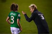 8 October 2019; Republic of Ireland manager Vera Pauw and Leanne Kiernan during the UEFA Women's 2021 European Championships qualifier match between Republic of Ireland and Ukraine at Tallaght Stadium in Dublin. Photo by Stephen McCarthy/Sportsfile