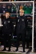 8 October 2019; Republic of Ireland manager Vera Pauw and assistant manager Eileen Gleeson, left, during the UEFA Women's 2021 European Championships qualifier match between Republic of Ireland and Ukraine at Tallaght Stadium in Dublin. Photo by Stephen McCarthy/Sportsfile