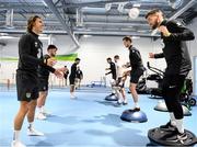 9 October 2019; Jeff Hendrick, left, and Matt Doherty during a Republic of Ireland gym session at FAI National Training Centre in Abbotstown, Dublin. Photo by Stephen McCarthy/Sportsfile
