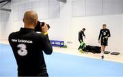 9 October 2019; Darren Randolph photographs team-mates James McClean, right, and Alan Judge following a Republic of Ireland gym session at FAI National Training Centre in Abbotstown, Dublin. Photo by Stephen McCarthy/Sportsfile