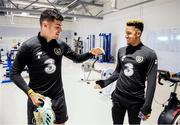 9 October 2019; John Egan, left, and Callum Robinson during a Republic of Ireland gym session at FAI National Training Centre in Abbotstown, Dublin. Photo by Stephen McCarthy/Sportsfile