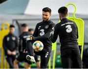 9 October 2019; Scott Hogan, left, during a Republic of Ireland training session at the FAI National Training Centre in Abbotstown, Dublin. Photo by Seb Daly/Sportsfile