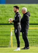 9 October 2019; Republic of Ireland manager Mick McCarthy, right, and Scott Hogan during a Republic of Ireland training session at the FAI National Training Centre in Abbotstown, Dublin. Photo by Seb Daly/Sportsfile