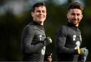 9 October 2019; Josh Cullen, left, and Sean Maguire during a Republic of Ireland training session at the FAI National Training Centre in Abbotstown, Dublin. Photo by Seb Daly/Sportsfile