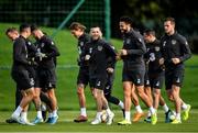 9 October 2019; Jack Byrne, centre, and Derrick Williams during a Republic of Ireland training session at the FAI National Training Centre in Abbotstown, Dublin. Photo by Seb Daly/Sportsfile