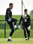 9 October 2019; Mark Travers, left, and Kieran O'Hara during a Republic of Ireland training session at the FAI National Training Centre in Abbotstown, Dublin. Photo by Seb Daly/Sportsfile