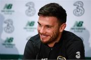 9 October 2019; Scott Hogan during a Republic of Ireland press conference at the FAI National Training Centre in Abbotstown, Dublin. Photo by Stephen McCarthy/Sportsfile