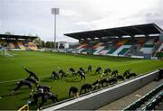 9 October 2019; A general view of the warm-up during a Republic of Ireland U21's Training Session at Tallaght Stadium in Dublin. Photo by Harry Murphy/Sportsfile