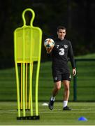 9 October 2019; Seamus Coleman reacts during a Republic of Ireland training session at the FAI National Training Centre in Abbotstown, Dublin. Photo by Stephen McCarthy/Sportsfile