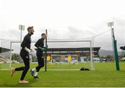 9 October 2019; Conor Kearns and Caoimhin Kelleher warm-up during a Republic of Ireland U21's Training Session at Tallaght Stadium in Dublin. Photo by Harry Murphy/Sportsfile