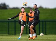 9 October 2019; Alan Browne and Conor Hourihane, right, during a Republic of Ireland training session at the FAI National Training Centre in Abbotstown, Dublin. Photo by Stephen McCarthy/Sportsfile
