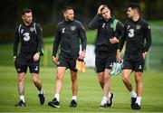 9 October 2019; Players, from left, Alan Browne, Conor Hourihane, Kevin Long and John Egan during a Republic of Ireland training session at the FAI National Training Centre in Abbotstown, Dublin. Photo by Stephen McCarthy/Sportsfile