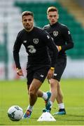 9 October 2019; Zack Elbouzedi and Connor Ronan during a Republic of Ireland U21's Training Session at Tallaght Stadium in Dublin. Photo by Harry Murphy/Sportsfile