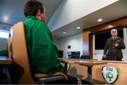 9 October 2019; Republic of Ireland manager Mick McCarthy was on hand to wish the Irish Defence Forces team a bon voyage at Abbotstown as they prepare to travel to China for the World Military Games. McCarthy joined Minister of State for Defence Paul Kehoe, FAI President Donal Conway, Brigadier General Peter O’Halloran and boxing coach Phil Sutcliffe at FAI Headquarters. The Irish Defence Forces football team, backed by the FAI, knocked Germany and Holland out of the qualifiers en route to the tournament and will be joined in Wuhon city by boxers and a shooting team. Pictured is Brigadier General Peter O’Halloran. Photo by Stephen McCarthy/Sportsfile