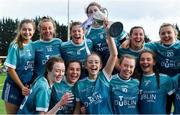 9 October 2019; TU Dublin Blanchardstown captain Eimear Canty and her team-mates celebrate after the Junior final at the 2019 Gourmet Food Parlour HEC Freshers Blitz at University of Limerick, Limerick. Photo by Piaras Ó Mídheach/Sportsfile