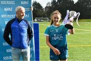 9 October 2019; TU Dublin Blanchardstown captain Eimear Canty makes a speech alongside Chairperson of HEC Donal Barry after the Junior final at the 2019 Gourmet Food Parlour HEC Freshers Blitz at University of Limerick, Limerick. Photo by Piaras Ó Mídheach/Sportsfile