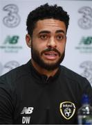 9 October 2019; Derrick Williams during a Republic of Ireland press conference at the FAI National Training Centre in Abbotstown, Dublin. Photo by Stephen McCarthy/Sportsfile