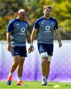10 October 2019; Iain Henderson, right, and Rory Best during Ireland Rugby squad training at Shirouzuoike Park in Fukuoka, Japan. Photo by Brendan Moran/Sportsfile
