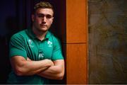 10 October 2019; Jordan Larmour poses for a portrait after an Ireland Rugby press conference at the Grand Hyatt in Fukuoka, Japan. Photo by Brendan Moran/Sportsfile