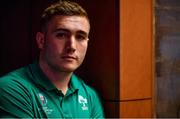 10 October 2019; Jordan Larmour poses for a portrait after an Ireland Rugby press conference at the Grand Hyatt in Fukuoka, Japan. Photo by Brendan Moran/Sportsfile