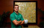 10 October 2019; Josh van der Flier poses for a portrait after an Ireland Rugby press conference at the Grand Hyatt in Fukuoka, Japan. Photo by Brendan Moran/Sportsfile