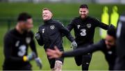 10 October 2019; James McClean and Matt Doherty, right, during a Republic of Ireland training session at the FAI National Training Centre in Abbotstown, Dublin. Photo by Stephen McCarthy/Sportsfile