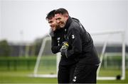 10 October 2019; Republic of Ireland assistant coach Robbie Keane and Aaron Connolly, left, during a Republic of Ireland training session at the FAI National Training Centre in Abbotstown, Dublin. Photo by Stephen McCarthy/Sportsfile