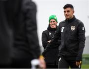 10 October 2019; Republic of Ireland manager Mick McCarthy and John Egan during a Republic of Ireland training session at the FAI National Training Centre in Abbotstown, Dublin. Photo by Stephen McCarthy/Sportsfile