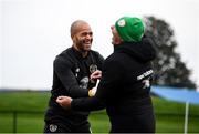 10 October 2019; Darren Randolph and Republic of Ireland goalkeeping coach Alan Kelly during a Republic of Ireland training session at the FAI National Training Centre in Abbotstown, Dublin. Photo by Stephen McCarthy/Sportsfile