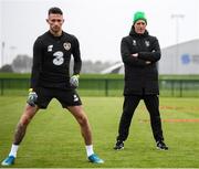 10 October 2019; Republic of Ireland manager Mick McCarthy and Alan Browne during a Republic of Ireland training session at the FAI National Training Centre in Abbotstown, Dublin. Photo by Stephen McCarthy/Sportsfile