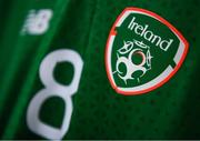 10 October 2019; A detailed view of the jersey assigned to captain Jayson Molumby prior to the UEFA European U21 Championship Qualifier Group 1 match between Republic of Ireland and Italy at Tallaght Stadium in Tallaght, Dublin. Photo by Eóin Noonan/Sportsfile