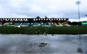 10 October 2019; Rain drips from the home team dug-out ahead of the UEFA European U21 Championship Qualifier Group 1 match between Republic of Ireland and Italy at Tallaght Stadium in Tallaght, Dublin. Photo by Sam Barnes/Sportsfile